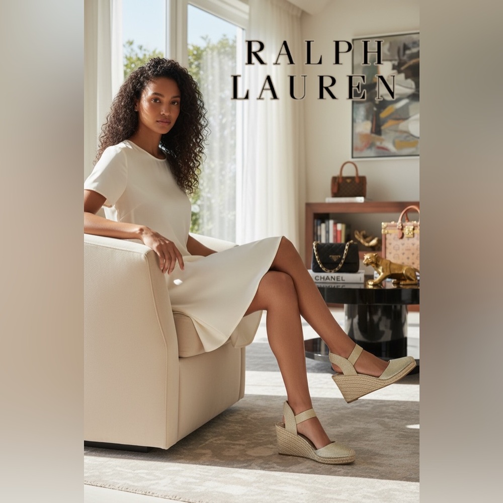 Lauren Ralph Lauren size 9.5 Pearl Espadrille Wedge Pumps BRAND NEW IN BOX! - Picture 3 of 12